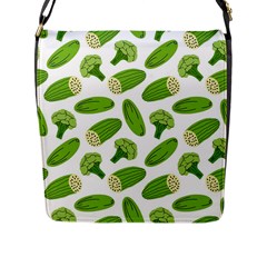 Vegetable Pattern With Composition Broccoli Flap Closure Messenger Bag (l) by pakminggu