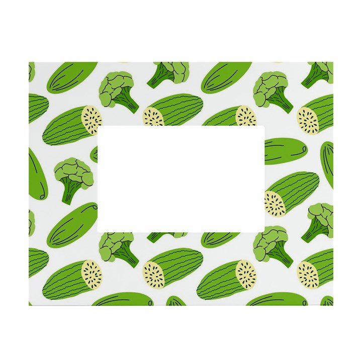 Vegetable Pattern With Composition Broccoli White Tabletop Photo Frame 4 x6 