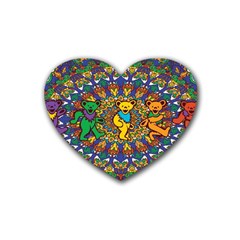 Dead Dancing Bears Grateful Dead Pattern Rubber Coaster (heart) by Grandong