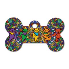 Dead Dancing Bears Grateful Dead Pattern Dog Tag Bone (one Side) by Grandong