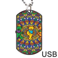Dead Dancing Bears Grateful Dead Pattern Dog Tag Usb Flash (two Sides) by Grandong