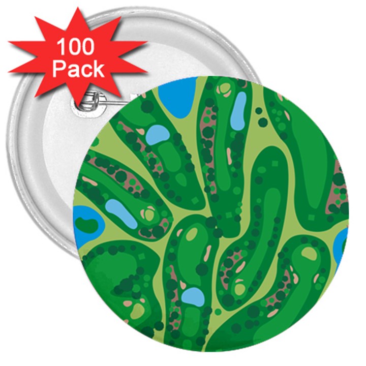 Golf Course Par Golf Course Green 3  Buttons (100 pack) 