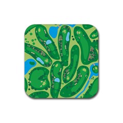 Golf Course Par Golf Course Green Rubber Coaster (square) by Cowasu