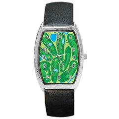 Golf Course Par Golf Course Green Barrel Style Metal Watch