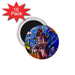 Beauty Stained Glass Castle Building 1 75  Magnets (10 Pack) 