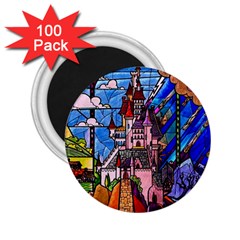 Beauty Stained Glass Castle Building 2 25  Magnets (100 Pack) 