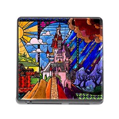 Beauty Stained Glass Castle Building Memory Card Reader (square 5 Slot) by Cowasu