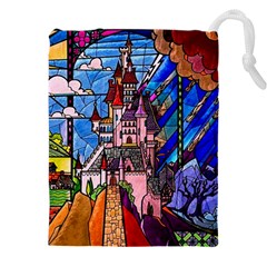 Beauty Stained Glass Castle Building Drawstring Pouch (4xl)