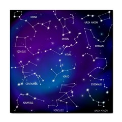 Realistic Night Sky With Constellations Tile Coaster