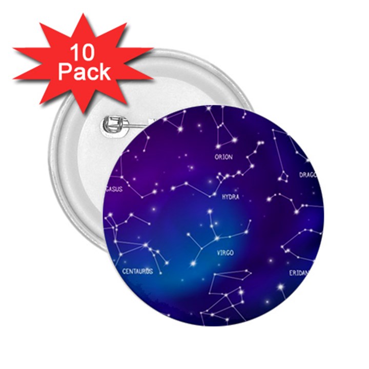 Realistic Night Sky With Constellations 2.25  Buttons (10 pack) 