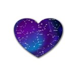 Realistic Night Sky With Constellations Rubber Heart Coaster (4 pack) Front