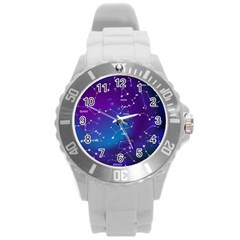 Realistic Night Sky With Constellations Round Plastic Sport Watch (l) by Cowasu