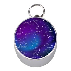 Realistic Night Sky With Constellations Mini Silver Compasses by Cowasu