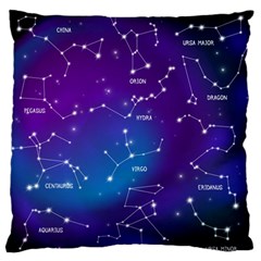 Realistic Night Sky With Constellations Large Premium Plush Fleece Cushion Case (one Side) by Cowasu