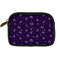 Vector Seamless Dark Zodiac Sign Star Symbol Pattern Digital Camera Leather Case by Bedest