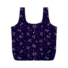 Vector Seamless Dark Zodiac Sign Star Symbol Pattern Full Print Recycle Bag (m) by Bedest