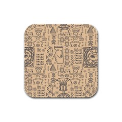 Aztec Tribal African Egyptian Style Seamless Pattern Vector Antique Ethnic Rubber Square Coaster (4 pack)