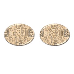 Aztec Tribal African Egyptian Style Seamless Pattern Vector Antique Ethnic Cufflinks (Oval)