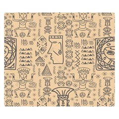 Aztec Tribal African Egyptian Style Seamless Pattern Vector Antique Ethnic Two Sides Premium Plush Fleece Blanket (Small)