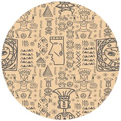 Aztec Tribal African Egyptian Style Seamless Pattern Vector Antique Ethnic Wooden Puzzle Round