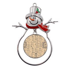 Aztec Tribal African Egyptian Style Seamless Pattern Vector Antique Ethnic Metal Snowman Ornament