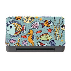 Cartoon Underwater Seamless Pattern With Crab Fish Seahorse Coral Marine Elements Memory Card Reader With Cf