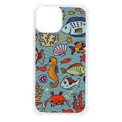 Cartoon Underwater Seamless Pattern With Crab Fish Seahorse Coral Marine Elements Iphone 13 Mini Tpu Uv Print Case by Bedest