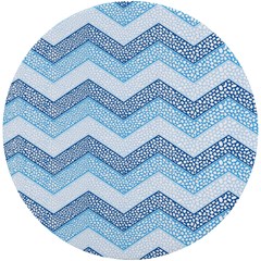 Seamless Pattern Of Cute Summer Blue Line Zigzag Uv Print Round Tile Coaster