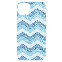 Seamless Pattern Of Cute Summer Blue Line Zigzag Iphone 14 Plus Black Uv Print Case by Bedest