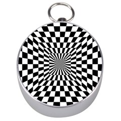 Optical-illusion-chessboard-tunnel Silver Compasses by Bedest