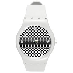 Art-optical-black-white-contrast Round Plastic Sport Watch (m) by Bedest