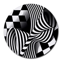 Op-art-black-white-drawing Round Mousepad