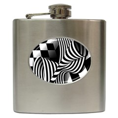 Op-art-black-white-drawing Hip Flask (6 Oz) by Bedest