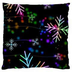 Snowflakes Snow Winter Christmas Large Premium Plush Fleece Cushion Case (two Sides)