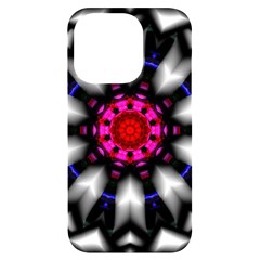 Kaleidoscope-round-metal Iphone 14 Pro Black Uv Print Case by Bedest