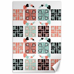 Mint Black Coral Heart Paisley Canvas 20  X 30  by Bedest