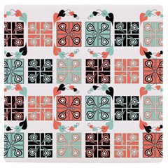 Mint Black Coral Heart Paisley Uv Print Square Tile Coaster 