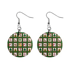 Christmas-paper-christmas-pattern Mini Button Earrings