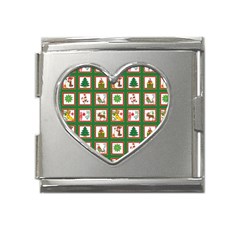 Christmas-paper-christmas-pattern Mega Link Heart Italian Charm (18mm)