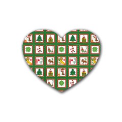 Christmas-paper-christmas-pattern Rubber Heart Coaster (4 Pack) by Bedest