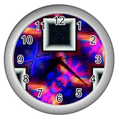 Box-abstract-frame-square Wall Clock (silver)