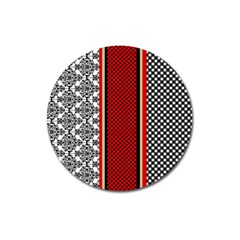 Background-damask-red-black Magnet 3  (round) by Bedest