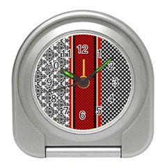 Background-damask-red-black Travel Alarm Clock by Bedest