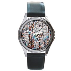 Forest-abstract-artwork-colorful Round Metal Watch