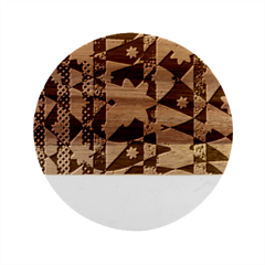 Background-batik 02 Marble Wood Coaster (round)