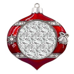 Batik Klasik In Indonesia Metal Snowflake And Bell Red Ornament by nateshop