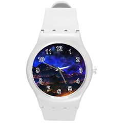 Landscape-sci-fi-alien-world Round Plastic Sport Watch (m) by Bedest