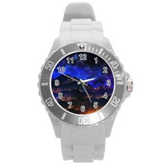 Landscape-sci-fi-alien-world Round Plastic Sport Watch (l) by Bedest