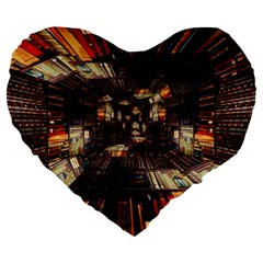 Library-tunnel-books-stacks Large 19  Premium Flano Heart Shape Cushions by Bedest