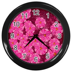 Cherry-blossoms-floral-design Wall Clock (black) by Bedest